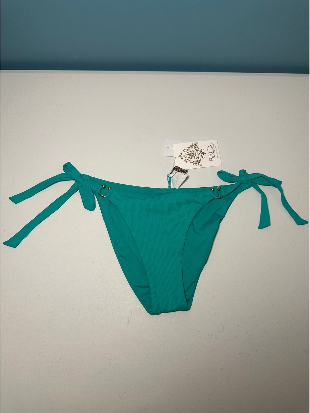 Becca Teal Side Bottom Bikini Swimwear Bottom Small